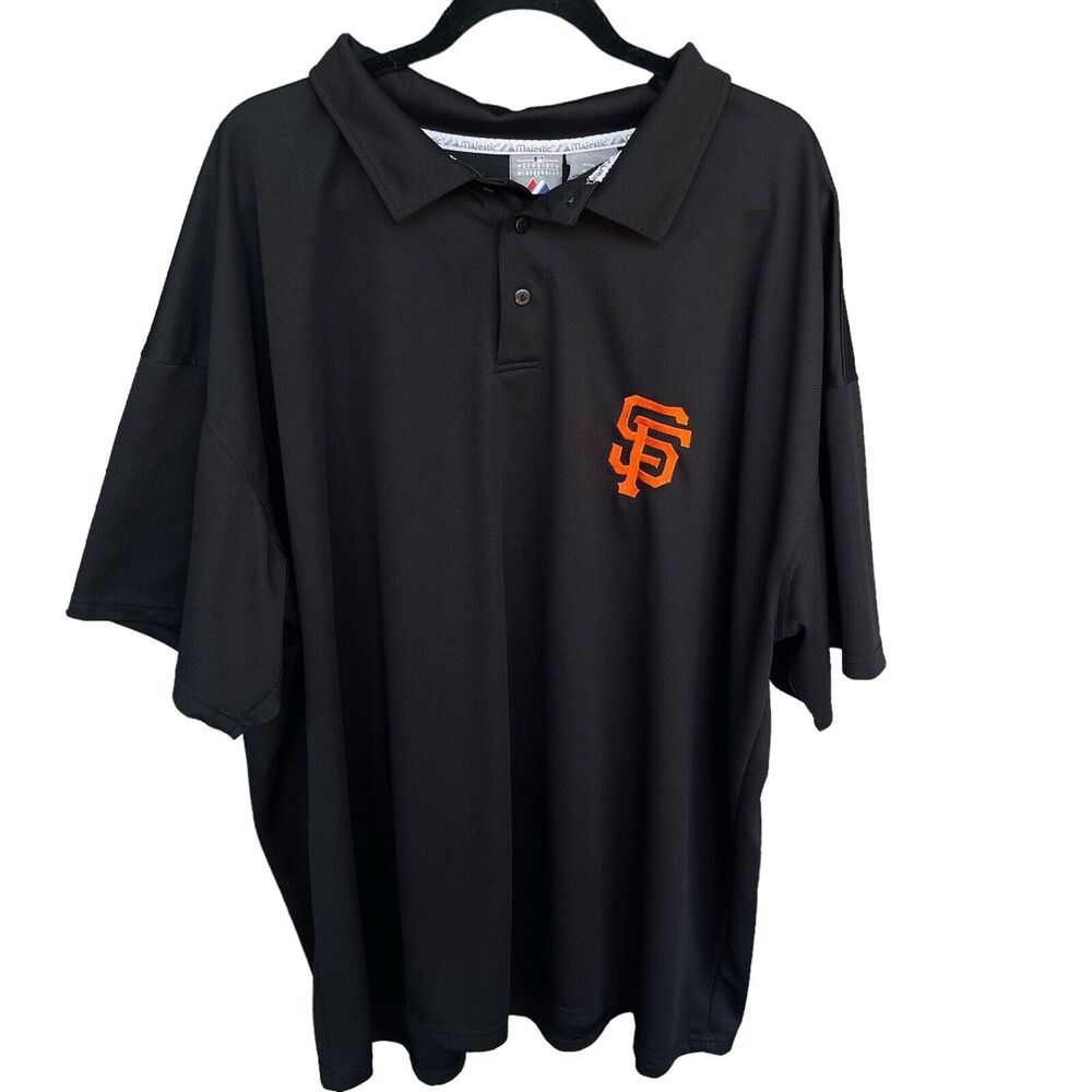 Majestic San Francisco Giant Polo Shirt Men 4X Black Orange Logo Embroidered MLB